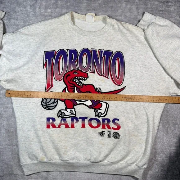 Toronto Raptors Sweatshirt Mens XL Grey Vintage 90s Ravens Athletic NBA Crewneck - Picture 14 of 15